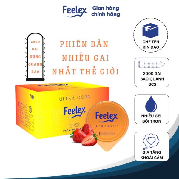 Bao cao su Feelex gân gai, nhiều gel bôi trơn
