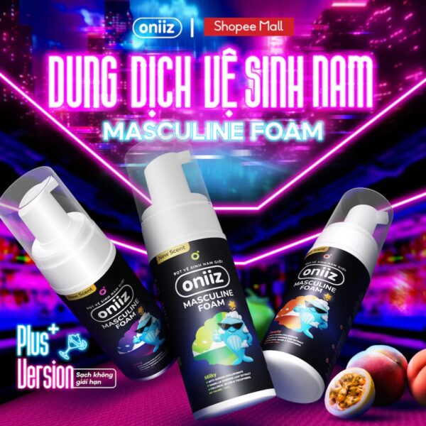 Dung dịch vệ sinh nam Masculine Foam Oniiz Plus, Bọt vệ sinh sạch sâu dưỡng ẩm, hương Cocktail 145ml