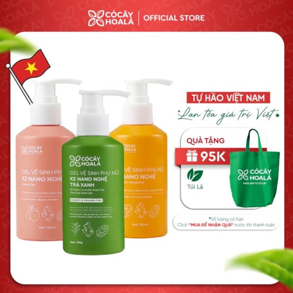 Dung Dịch Vệ Sinh Cỏ Cây Hoa Lá Gel x2 Nano Nghệ Làm Sạch Ngừa Vi Khuẩn 150ml