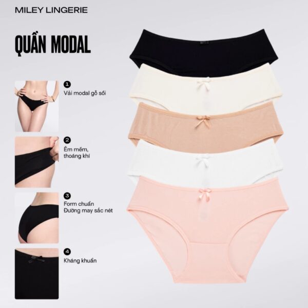 Bộ 5 Quần Lót Nữ Kháng Khuẩn Modal Tự Nhiên Miley Lingerie