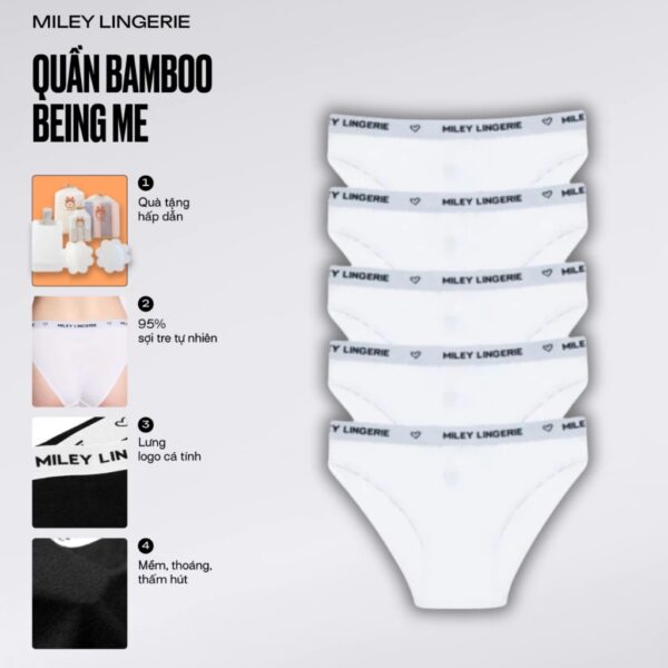 Combo 5 Quần Lót Nữ Viền Lưng Miley Vải Sợi Thiên Nhiên Cao Cấp BAMBOO Miley Lingerie