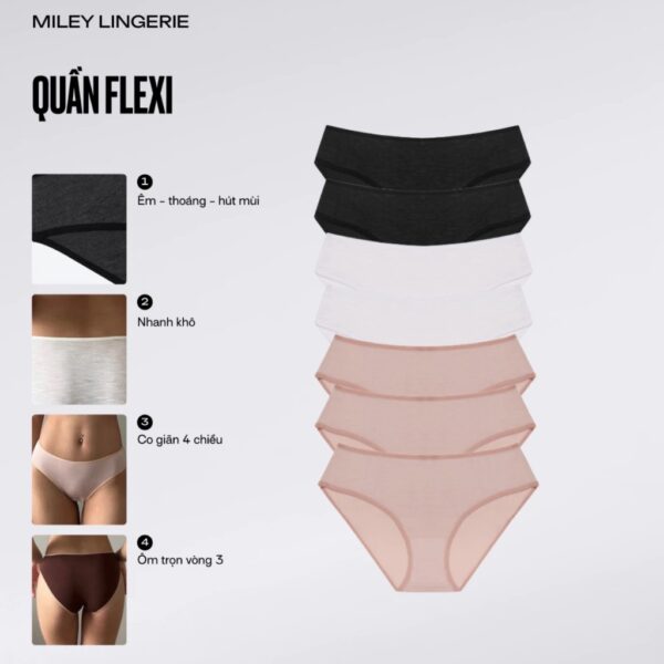 Set 7 Quần Lót Nữ Cotton Co Dãn 4 Chiều Flexi Miley Lingerie Màu Ngẫu Nhiên