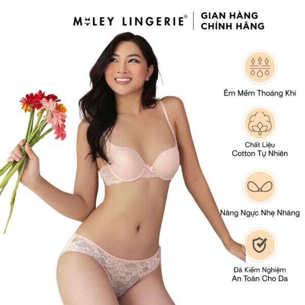 Áo Ngực Nữ Cúp Tròn Lưng Ren Nâng Ngực Nhẹ Nhàng Miley Lingerie