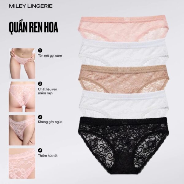 Combo 5 Quần Lót Nữ Ren Hoa Miley Lingerie FLS_03- Màu Ngẫu Nhiên