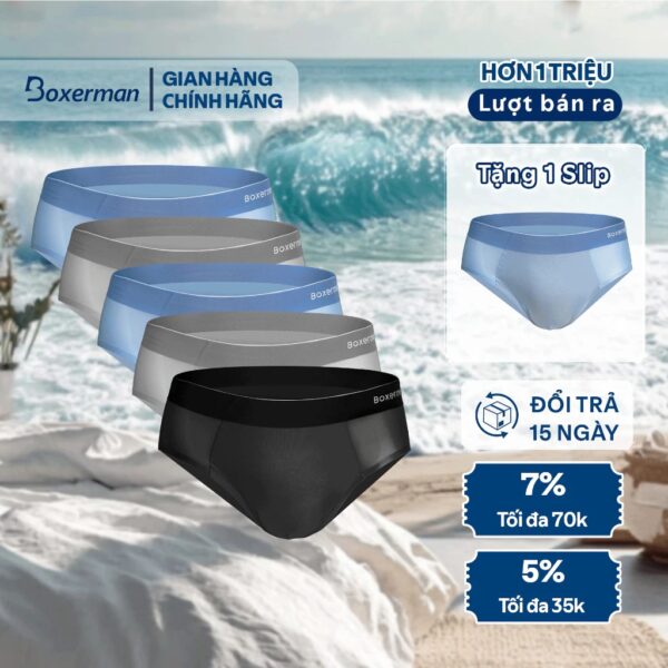 Combo 5 Quần sịp nam tam giác SLIP thun lạnh, cao cấp BOXERMAN
