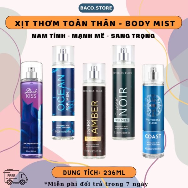 body mist, Xịt thơm cho Nam 236ml Sang Trọng, Lịch Lãm