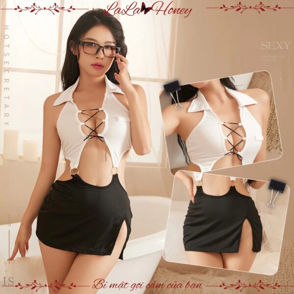 Đầm Ngủ Cosplay Sexy Cô Thư Ký Gợi Cảm, Váy Ngủ Hóa Trang Cô Thư Ký Sexy Quyến Rũ