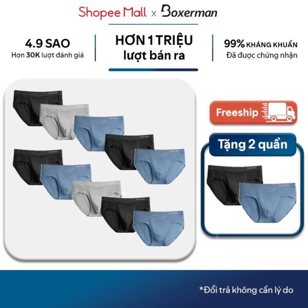 Combo 10 quần sịp tam giác SLIP, quần lót thun lạnh cao cấp BOXERMAN (mua 10 tặng 2)