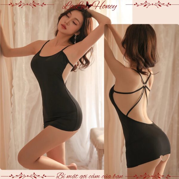Váy ngủ cotton thun lạnh dáng ôm hở lưng gợi cảm độc đáo quyến rũ