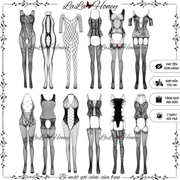 Đồ Ngủ Lưới Toàn Thân BodyStocking Sexy Xuyên Thấu, Tất Liền Thân Gợi Cảm Ren Sexy Quyến Rũ