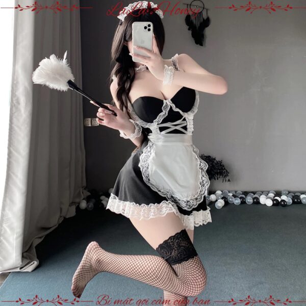 Váy Ngủ Cosplay Hầu Gái Cao Cấp Có Gọng Và Mút Nâng Đẩy Ngực Quyến Rũ