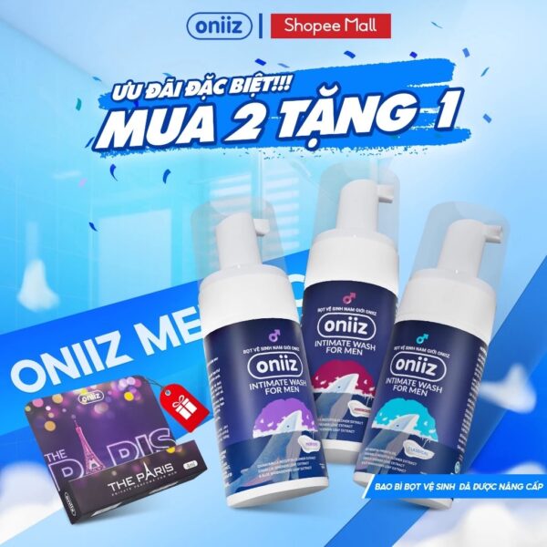 Combo ưu đãi Bọt vệ sinh nam giới Oniiz, Dung dịch vệ sinh nam tạo bọt 100ml - Tặng nước hoa cao cấp